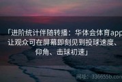 「进阶统计伴随转播：华体会体育app 让观众可在屏幕即刻见到投球速度、仰角、击球初速」